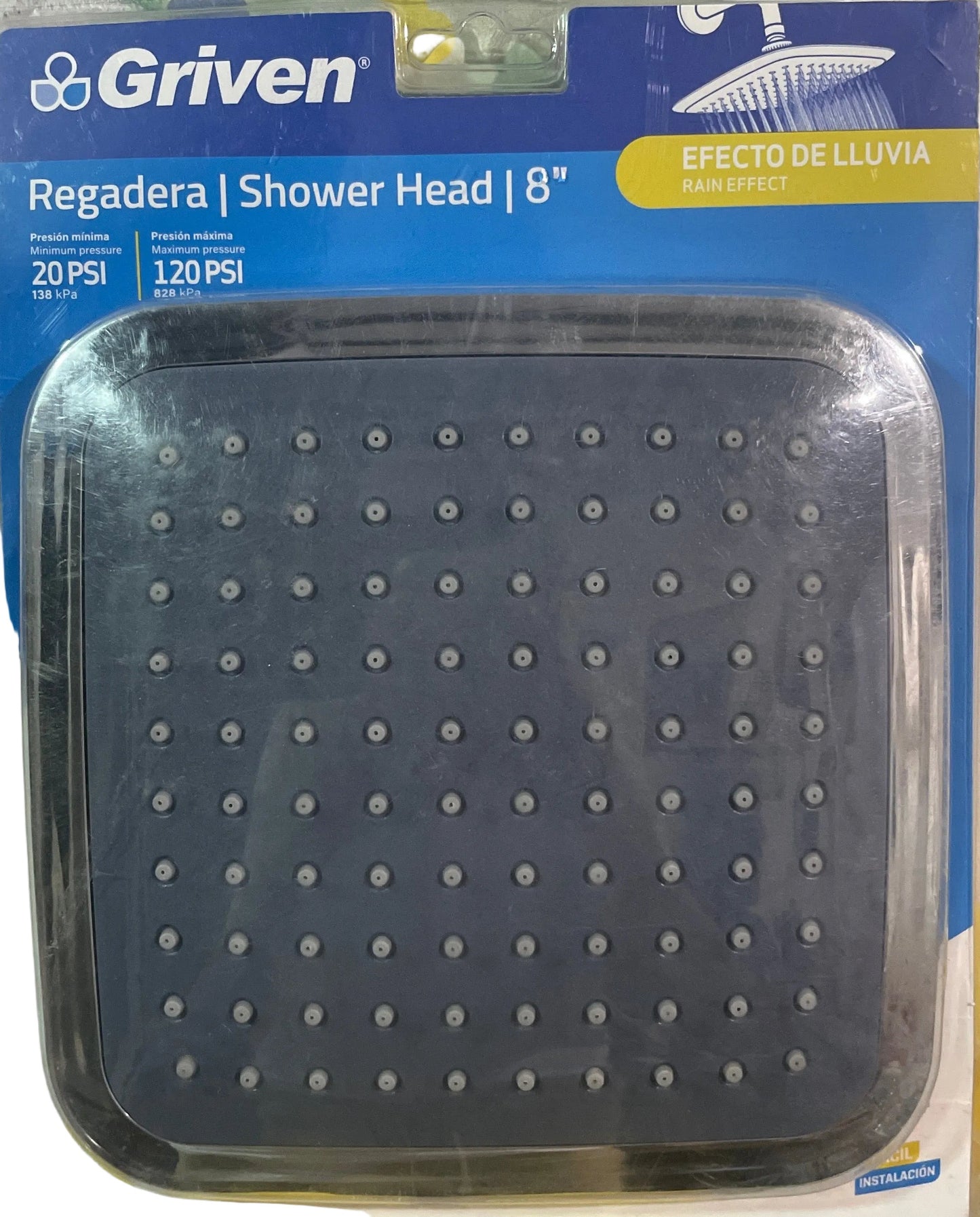 Griven. Regadera efecto de lluvia cuadrada.